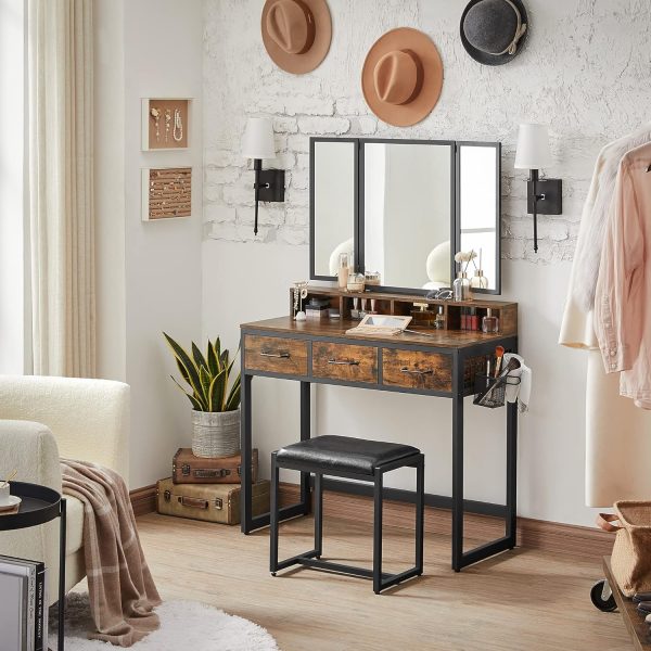 VASAGLE Vanity Set with Mirror and Stool, Makeup Vanity with... - Image 3