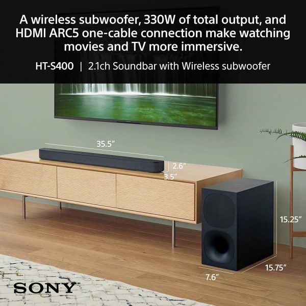 Sony HT-S400 2.1ch Soundbar with Powerful Wireless subwoofer... - Image 2