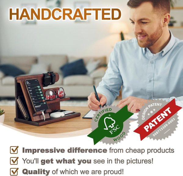 TESLYAR Gifts for Men Wood Phone Docking Station Fathers Gif... - Image 3