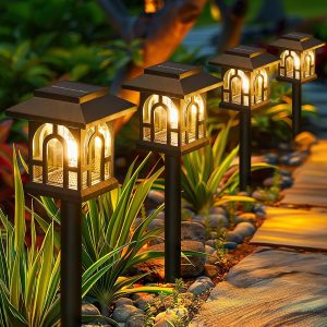 KOOPER Solar Pathway Lights Outdoor, 8 Pack Retro Solar Land...