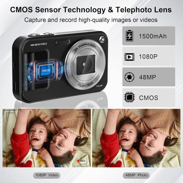 JVSCAM Digital Camera, Autofocus 48MP Kids Camera, FHD 1080P... - Image 3