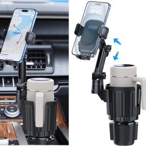Cup Holder Phone Mount, 2 in 1 Universal Cup Holder Expander...