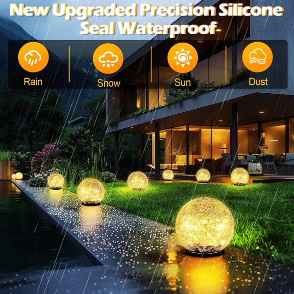 Garden Solar Ball Lights Outdoor Waterproof, 80 LED Cracked ... - Image 4