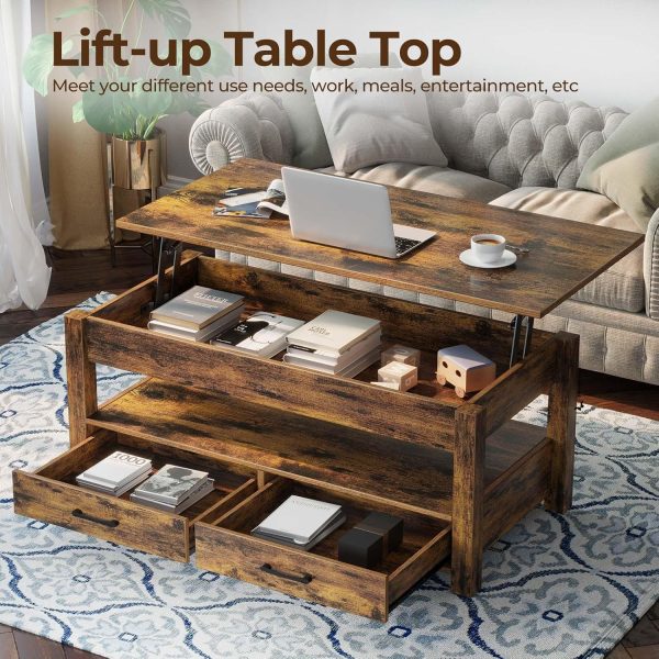 Rolanstar Coffee Table, 47" Lift Top Coffee Table with Drawe... - Image 4