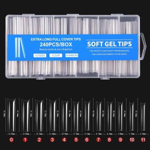 No C Curve Nail Tips, 240Pcs Extra Long XXXXL Square Acrylic...
