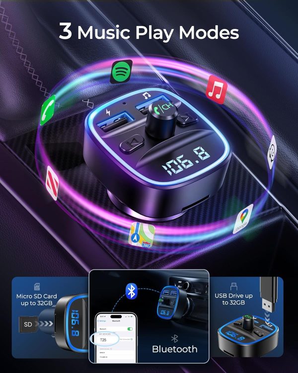 LENCENT FM Transmitter, Bluetooth FM Transmitter Wireless Ra... - Image 4