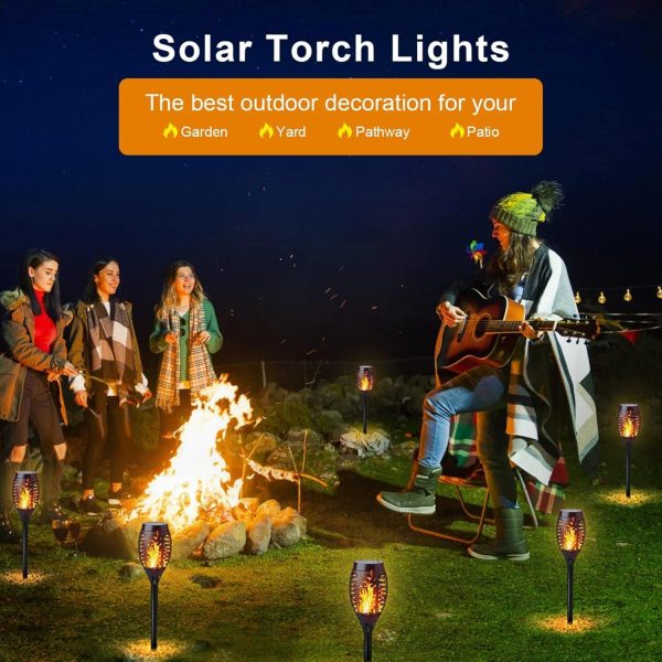 iBaycon 8 Pack Solar Torch Flame Lights, Waterproof Outdoor ... - Image 4
