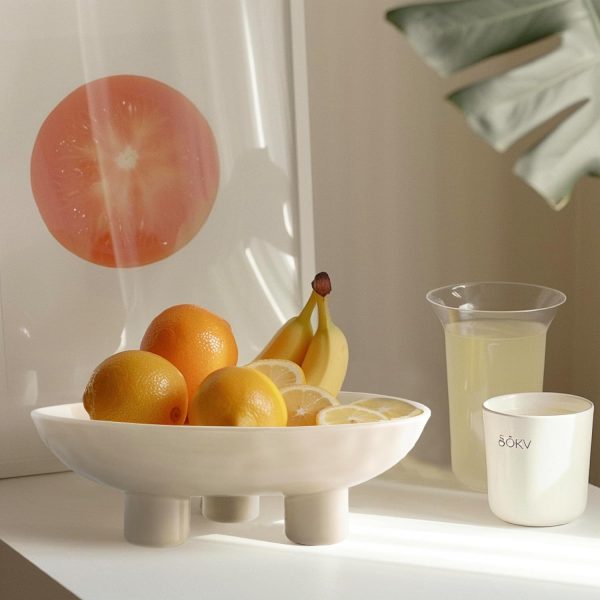 SEICASAYA Three-Legs Ceramic Fruit Bowl, 25cm Ceramic Bowl f... - Image 5