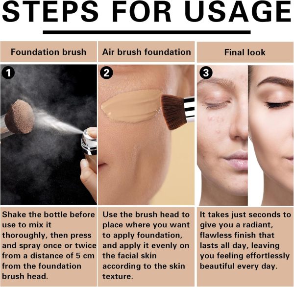 QIUFSSE Airbrush Foundation Makeup,Full Coverage Foundation ... - Image 5