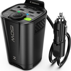 150W Car Power Inverter, 12V DC to 110V AC Car Plug Adapter ...