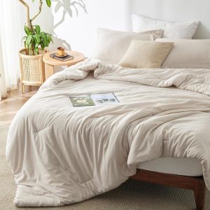 Bedsure Soft Queen Comforter Set - Beige Bedding Comforter S...
