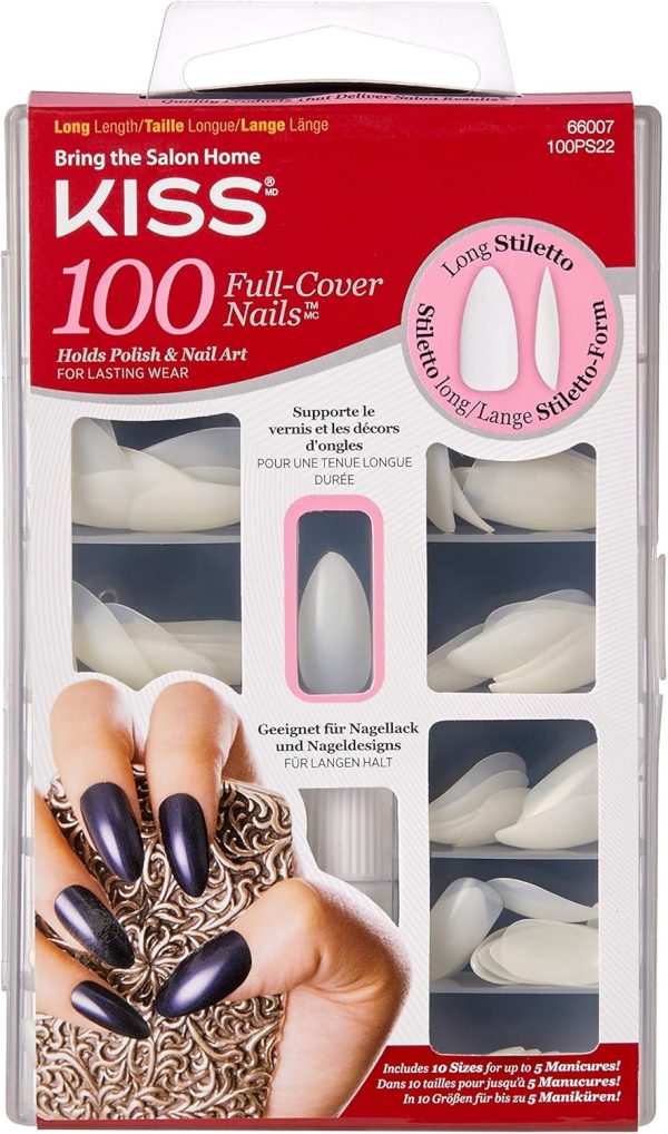 Kiss Nails 100 Count - Long Stiletto, 1 Count (100PS22C) - Image 2