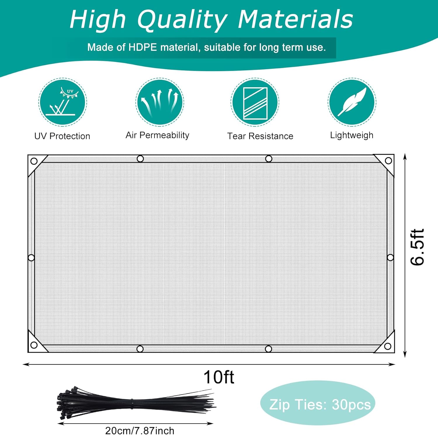 Lianxuia Garden 80% Shade Cloth, 6.5X 10ft Black Mesh Tarp w…