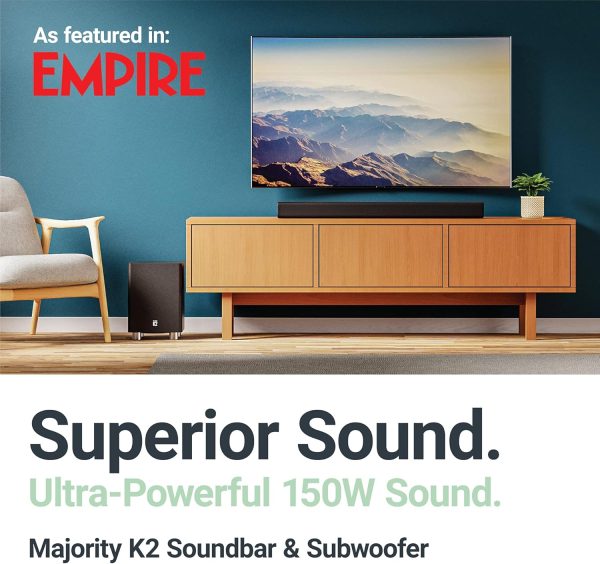 Majority K2 Sound Bar with Subwoofer | 150W Powerful Stereo ... - Image 2