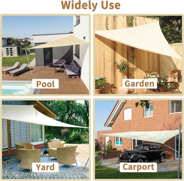 KALINCO Sun Shade Sail, Waterproof Shade Sail, 10'x13' Recta... - Image 5