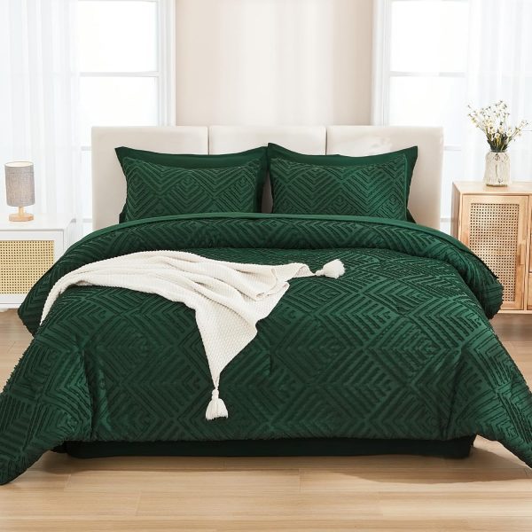 Andency Queen Comforter Set 7 Piece Dark Emerald Green - Bed... - Image 3