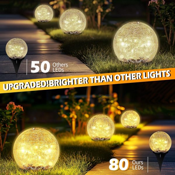 Garden Solar Ball Lights Outdoor Waterproof, 80 LED Cracked ... - Image 2