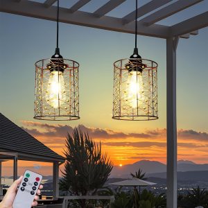 Battery Operated Hanging Outdoor Chandelier, Battery Power P...