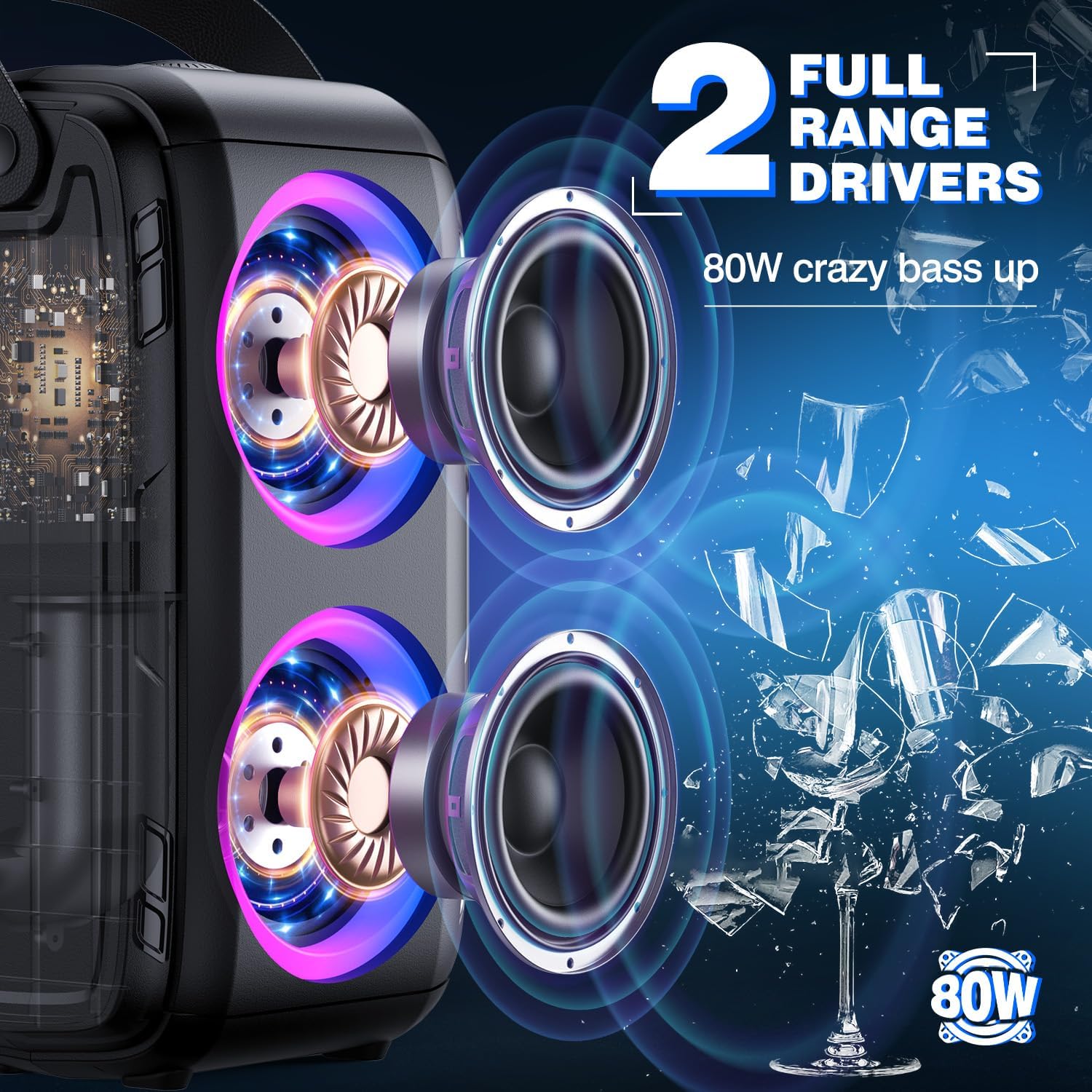 W-KING Bluetooth Speaker with 2 Full-Range Drivers-Super Bas…
