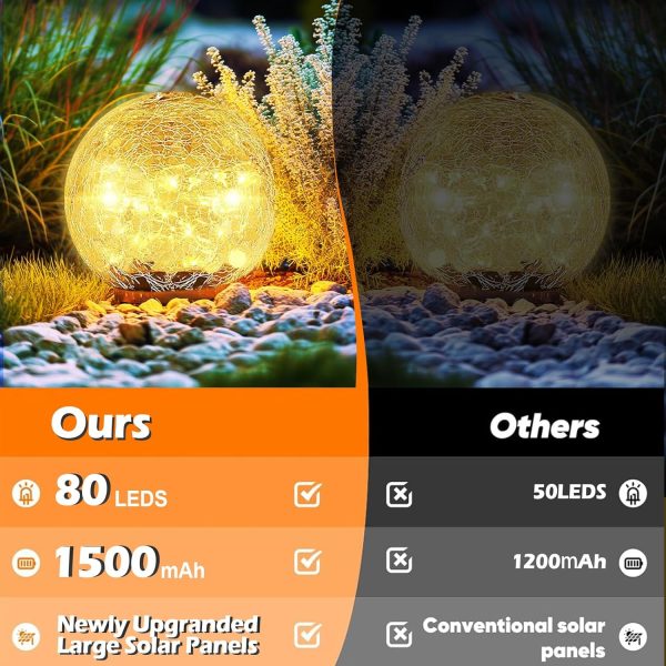 Garden Solar Ball Lights Outdoor Waterproof, 80 LED Cracked ... - Image 3