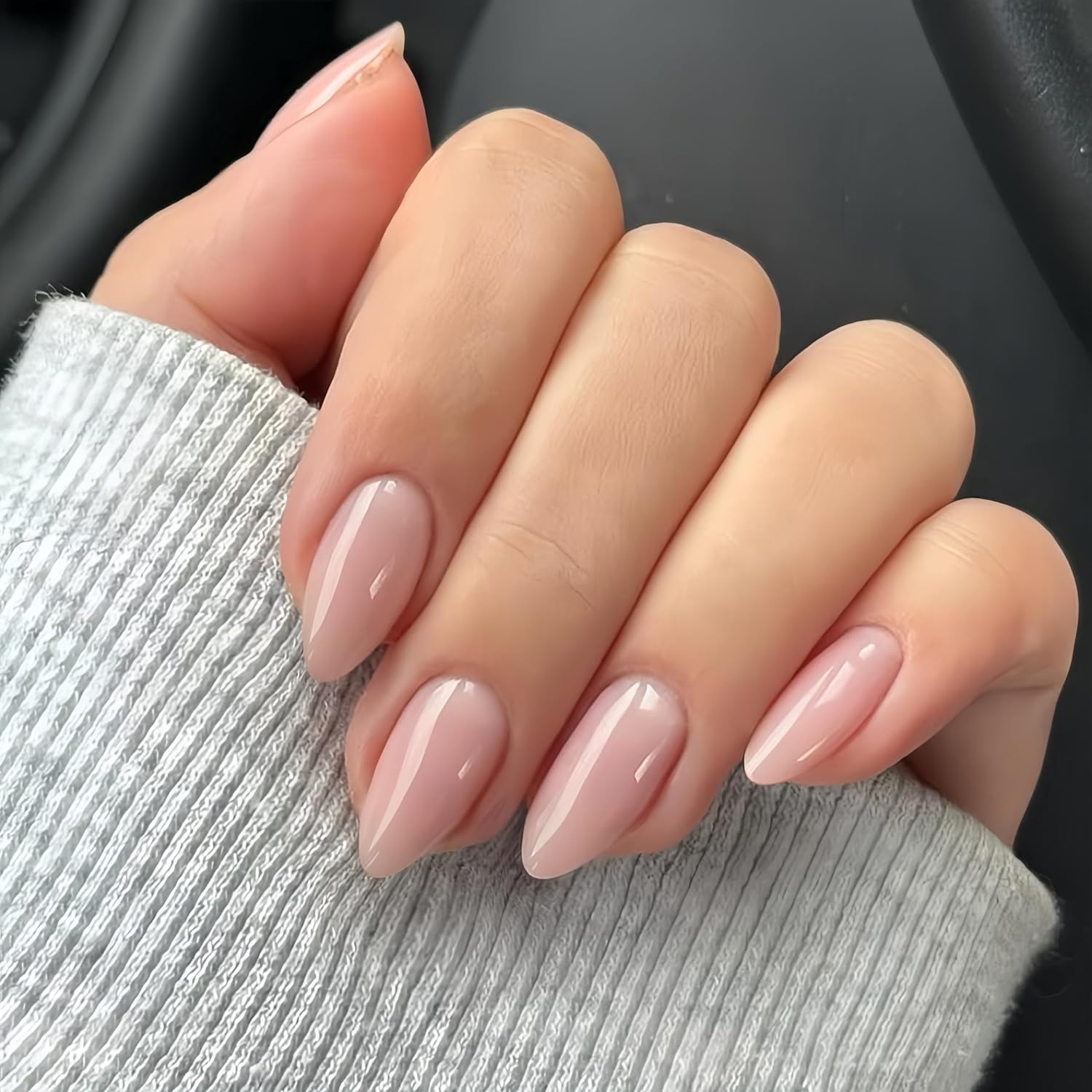 KQueenest Pastel Pink Press on Nails Short Almond, 30 Pcs Th…