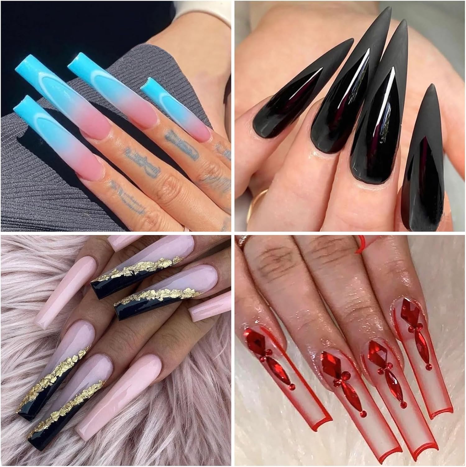 No C Curve Nail Tips, 240Pcs Extra Long XXXXL Square Acrylic…