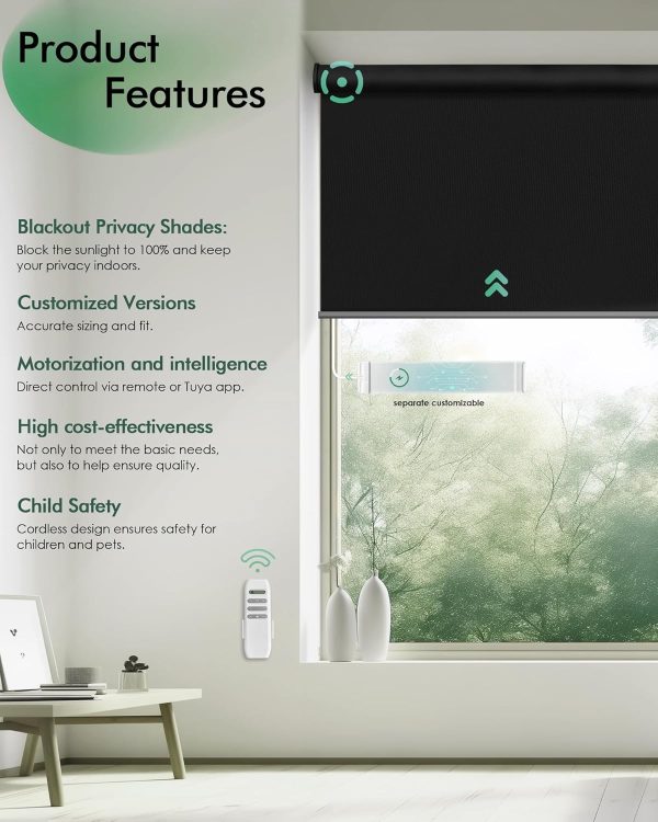 Yoolax Motorized Blinds with Remote, Waterproof Automatic Bl... - Image 2