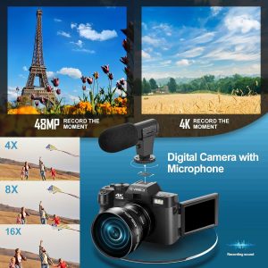 4K Digital Cameras for Photography, 48MP Vlogging Camera for...