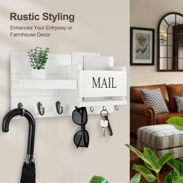 Lwenki Mail Organizer for Wall Mount – Key Holder with Shelf... - Image 5