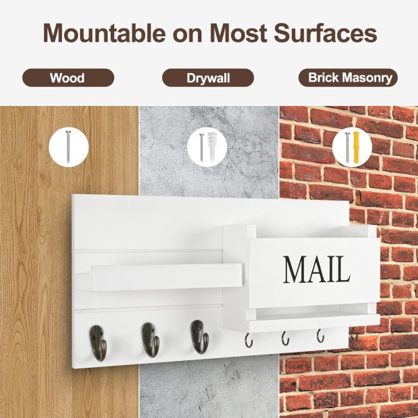 Lwenki Mail Organizer for Wall Mount – Key Holder with Shelf... - Image 7