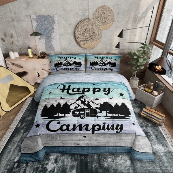 Happy Camping Comforter Set 3 Pieces,Old Barn Door Duvet Ins...