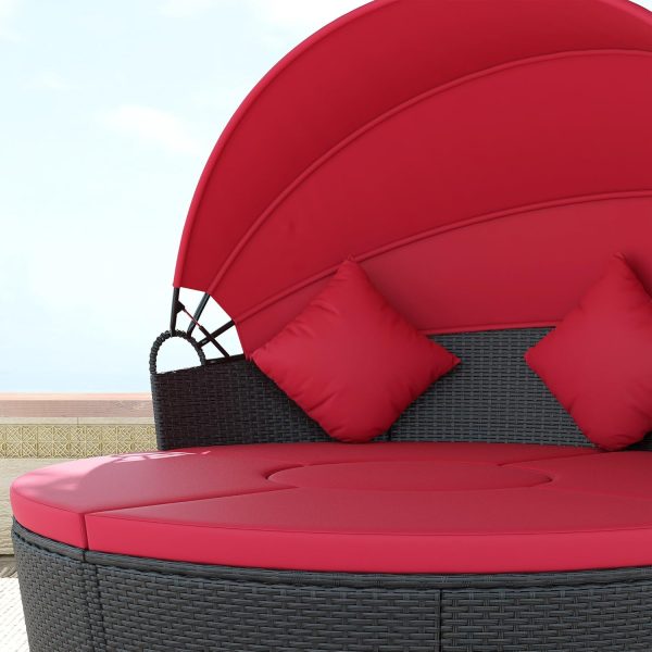 Outsunny 4 Pieces Outdoor Daybed with Retractable Canopy, PE... - Image 9