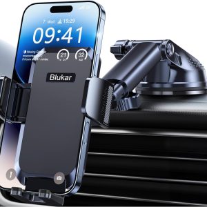 Blukar Phone Holder Car, [Upgraded Strong Suction] Adjustabl...