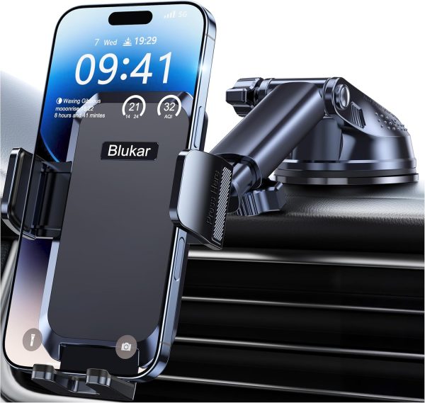 Blukar Phone Holder Car, [Upgraded Strong Suction] Adjustabl...