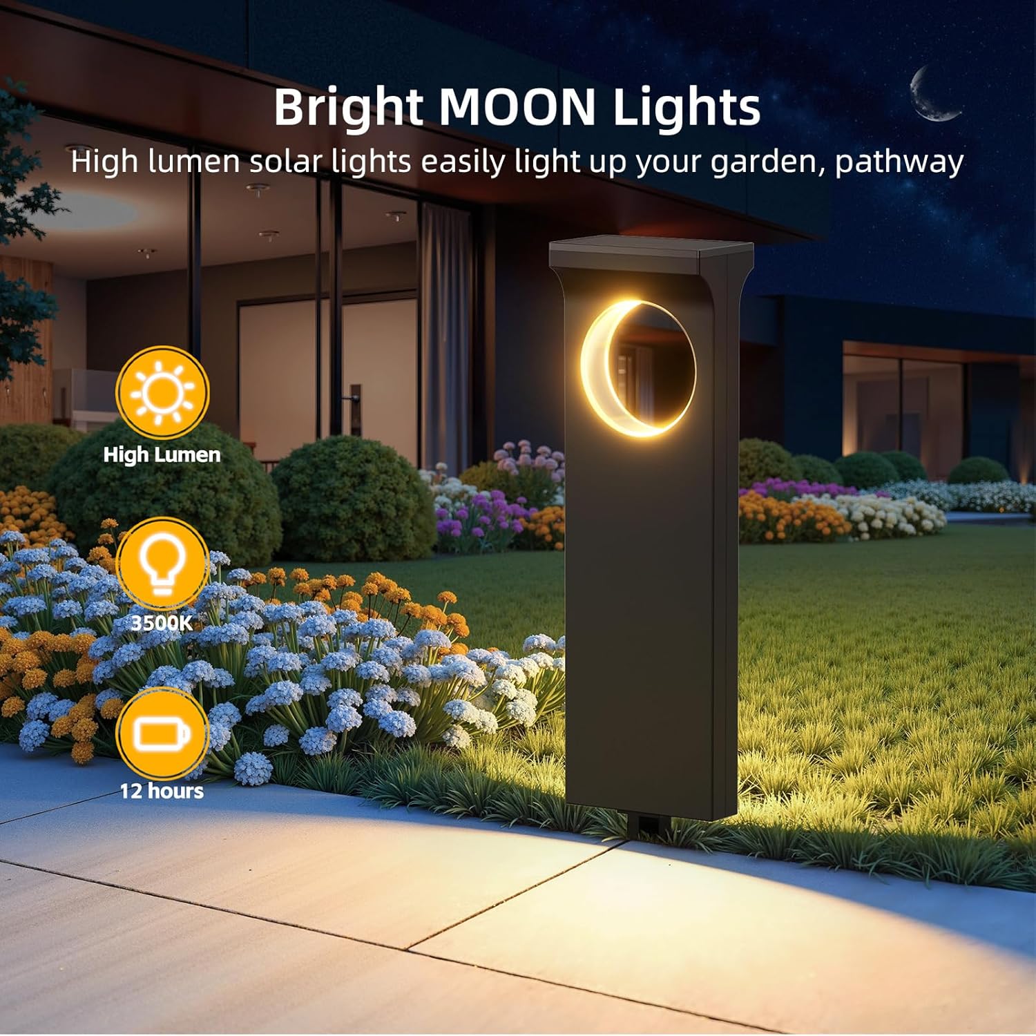 KOOPER Solar Lights Outdoor, 6 Pack Upgraded Moon Shaped Lan…