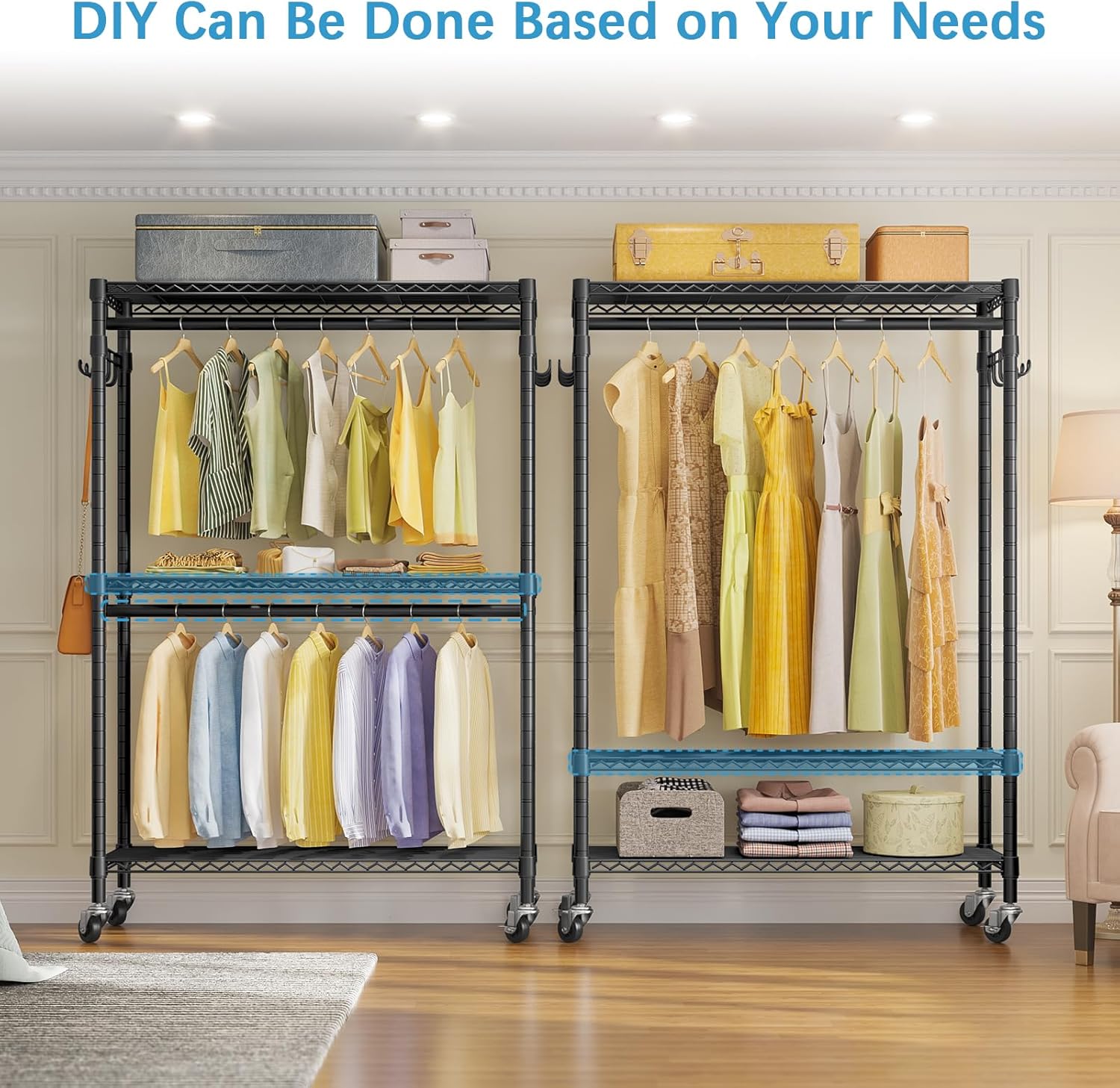 VIPEK R2 Plus Heavy Duty Rolling Garment Rack 3 Tiers Adjust…