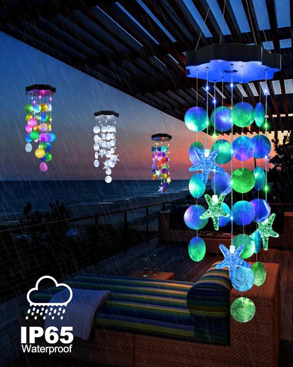 Toodour Solar Wind Chimes for Outside, Shells Light Gifts fo... - Image 3