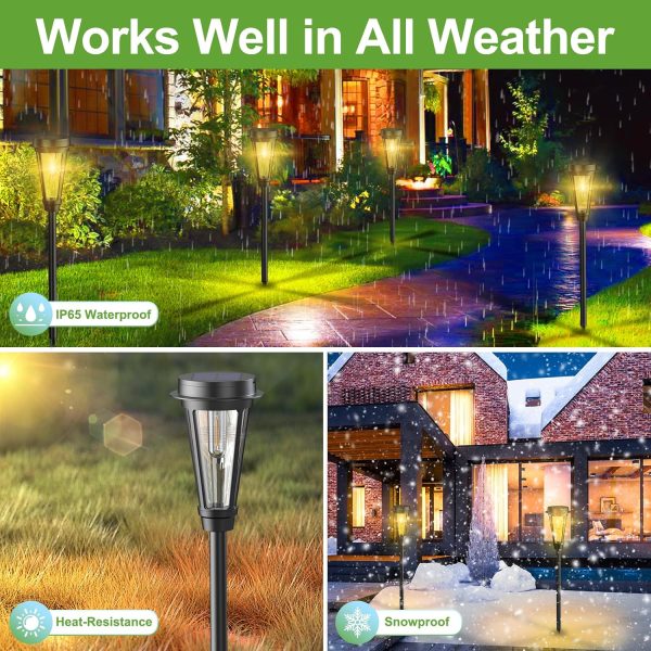 Quntis 8 Pack Solar Pathway Lights Outdoor, 2 Adjust Height ... - Image 3