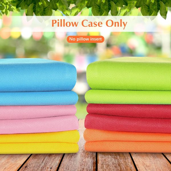 Lewondr Waterproof Outdoor Throw Pillow Cover, 2 Pack Solid ... - Image 5