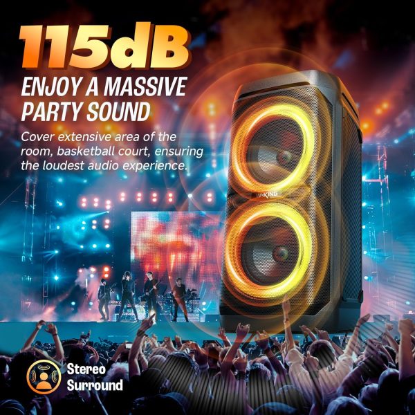 W-KING 240W Peak Bluetooth Speaker, 115dB Loud, Massive Bass... - Image 3