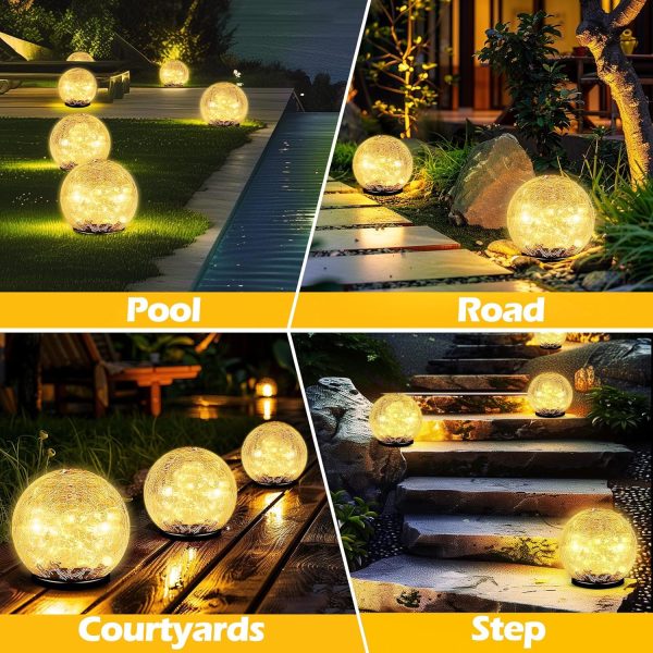 Garden Solar Ball Lights Outdoor Waterproof, 80 LED Cracked ... - Image 7
