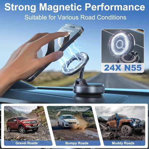 Vacuum Magnetic Suction Car Phone Holder, 360° Rotatable Fol... - Image 3
