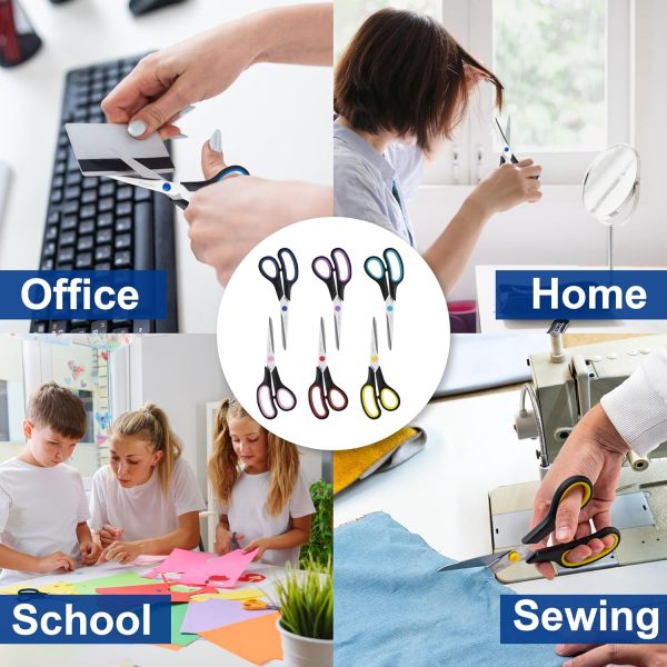 Scissors, BOOMIBOO 8" All Purpose 6 Pack - Comfort-Grip Scis... - Image 7
