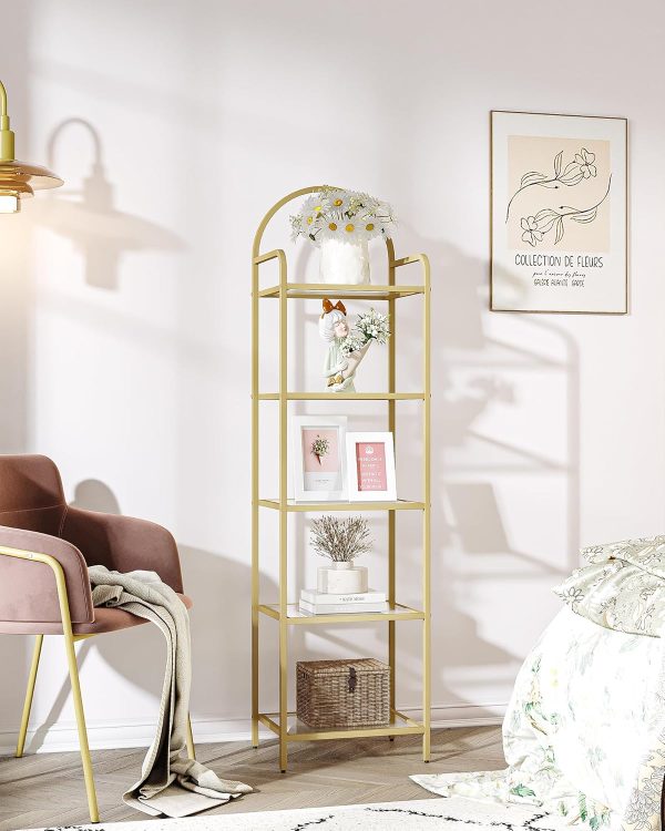 Hzuaneri 5 Tier Bookcase Bookshelf, Tempered Glass Bookshelv... - Image 9