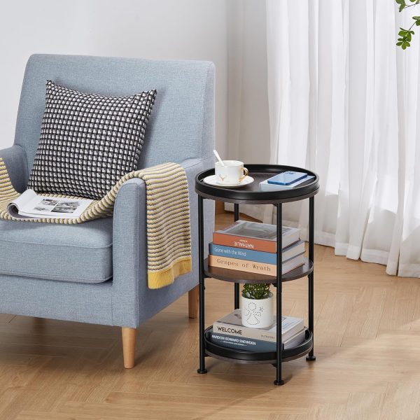 Dulcii Industrial Round End Table, 3 Tiers Round Side Table ... - Image 6