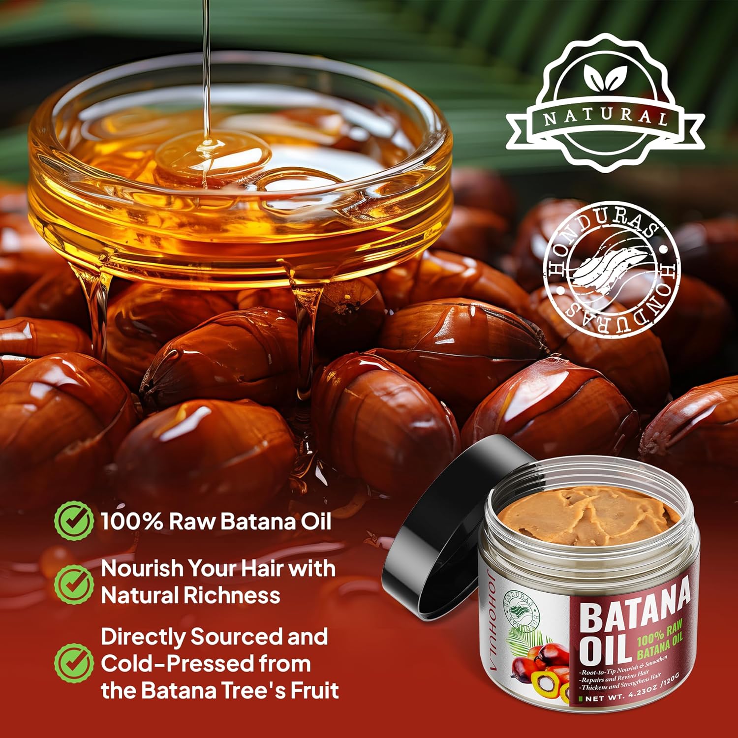 Johohula Batana Oil for Hair Care: Raw Batana Oil from Hondu…