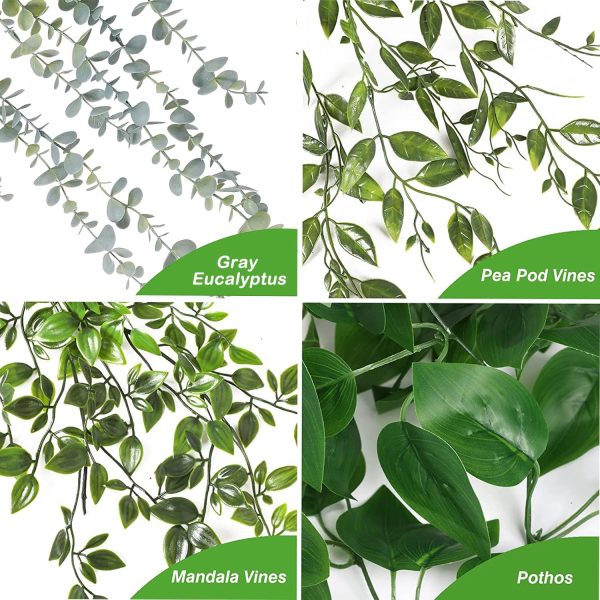 Artificial Hanging Plants 3Pcs Potted Greenery Decor - Grey ... - Image 2