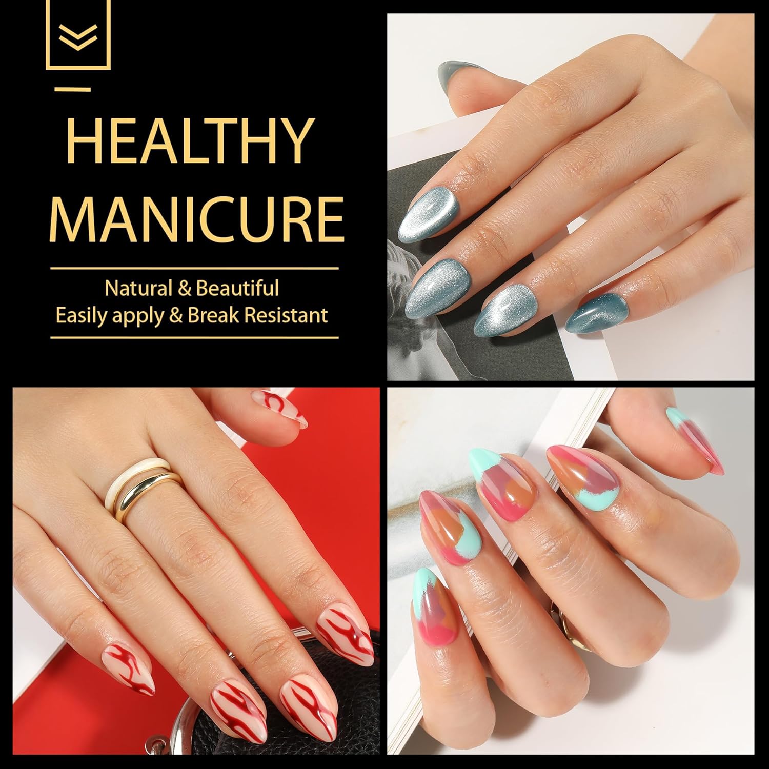 UNA GELLA Short Almond Nail Tips 600 Pcs Pre-Filed Soft Gel …