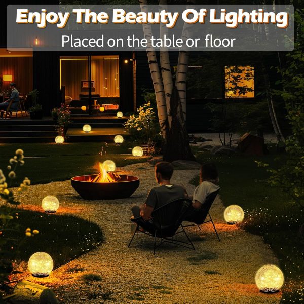 Garden Solar Ball Lights Outdoor Waterproof, 80 LED Cracked ... - Image 6