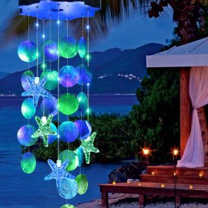Toodour Solar Wind Chimes for Outside, Shells Light Gifts fo...